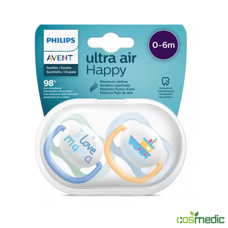 AVENT SUCETTE B/2 ULTRA AIR HAPPY 0-6M